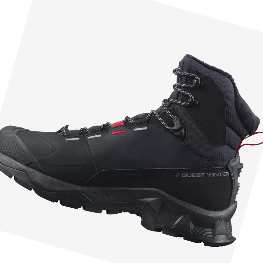 Salomon QUEST WINTER THINSULATE™ CLIMASALOMON™ WATERPROOF Téli Csizma Férfi Fekete | HU 2244LIS